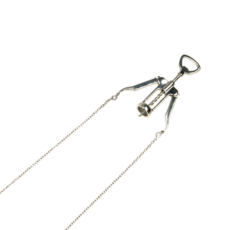 Silver wine opener necklace
